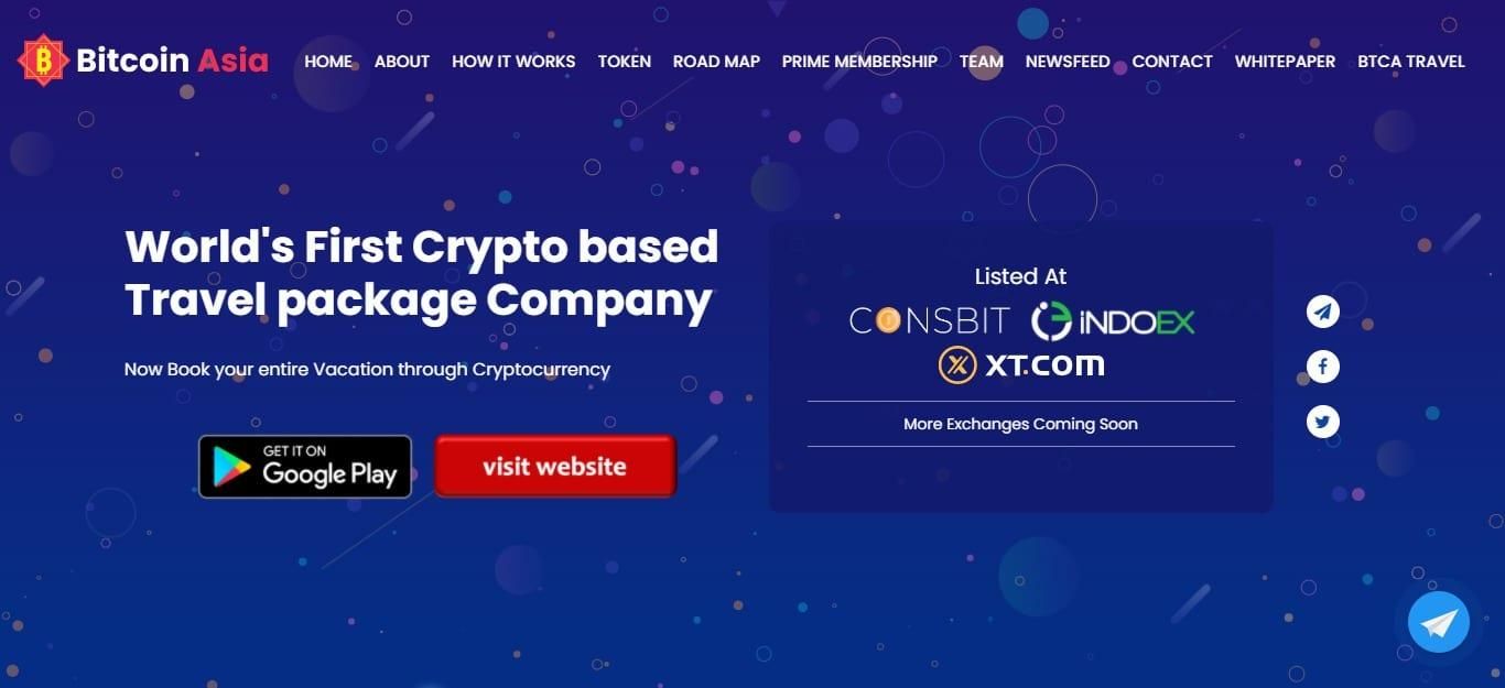 Bitcoinasia.site Airdrop Review: World's First Crypto based Travel package Company